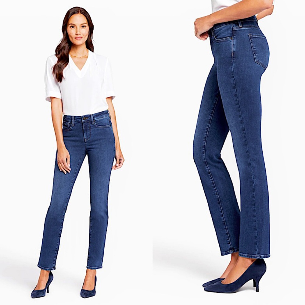 NYDJ Marilyn Straight Leg Lift Tuck Stretch Jeans High Waist Classic New